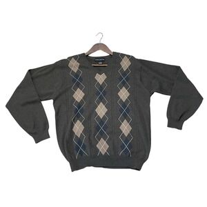 croft and barrow men's sweater Classic Brown Knit V Neck Size Medium Cotton